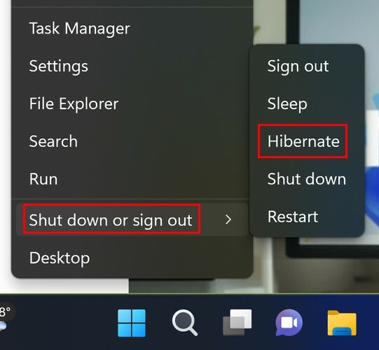 Hibernate-Option Windows 11 hinzugefügt