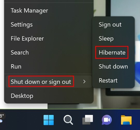 Ajout de l'option d'hibernation Windows 11