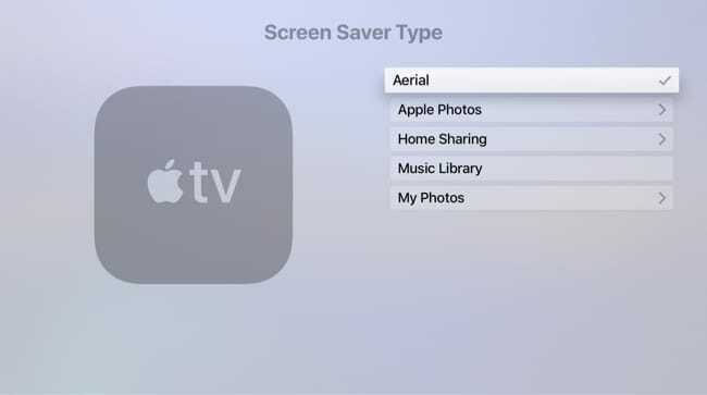 Apple TV के लिए एरियल स्क्रीन सेवर चुनें