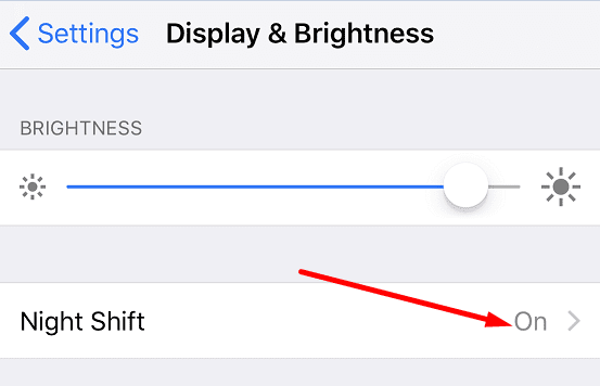 impostazioni del turno di notte di iphone