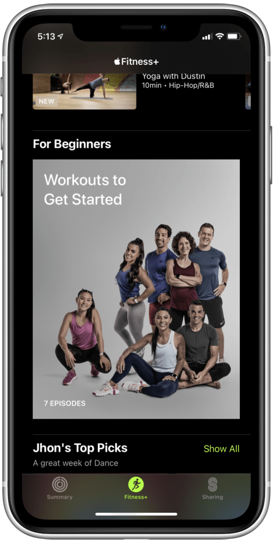 Apple Fitness Plus การออกกำลังกายสำหรับผู้เริ่มต้น