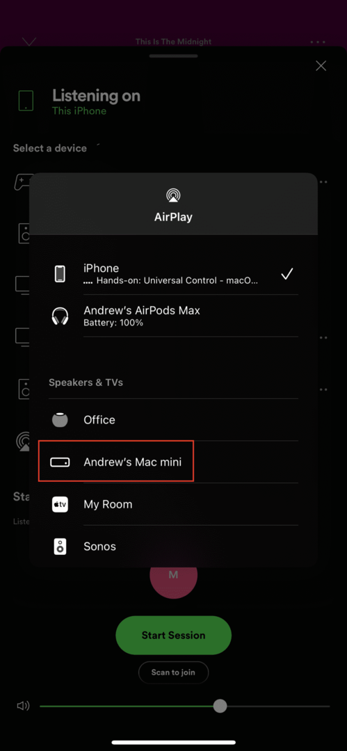 Cómo AirPlay de iPhone a Mac usando Spotify 2