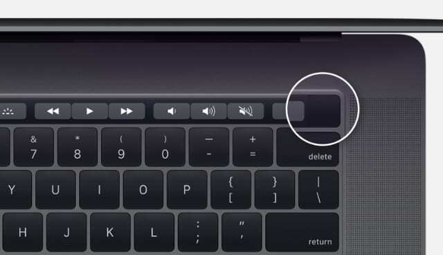 Pulsante di accensione Touch ID su MacBook Touch Bar