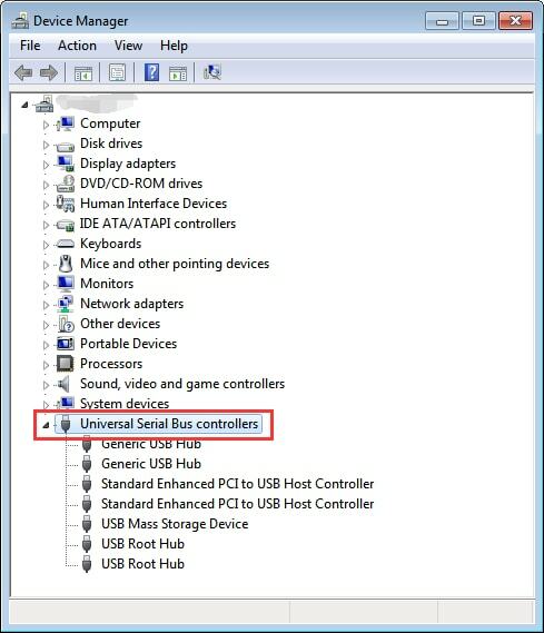 Opção de controlador Universal Serial Bus