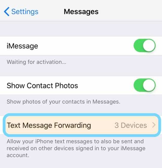 iPhone Message App Szöveges üzenetek továbbítása