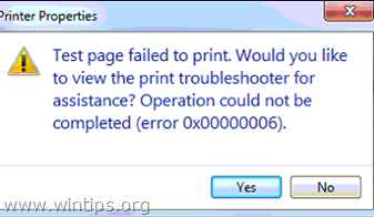 Erro de falha na operação de impressão 0x00000006