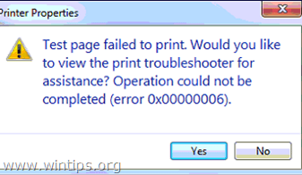 Operasi Cetak Kesalahan Gagal 0x00000006