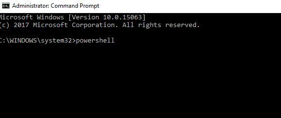 הזן את פקודת powershell