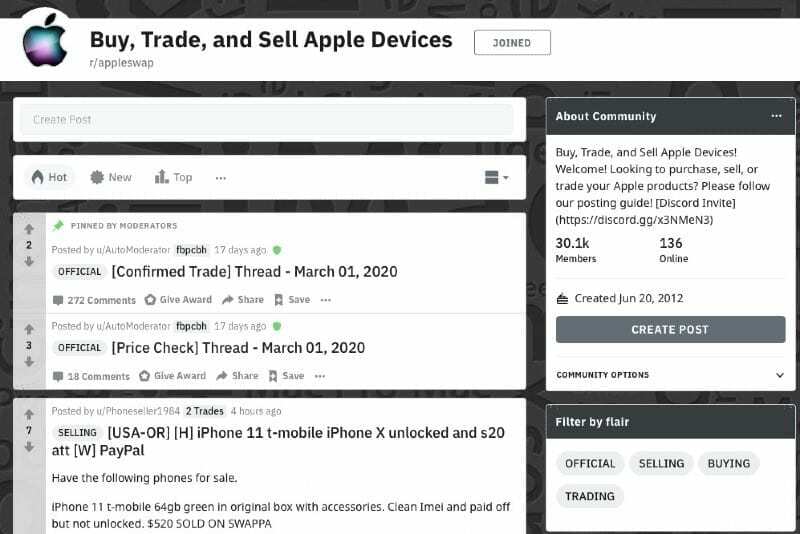 AppleSwap sur Reddit