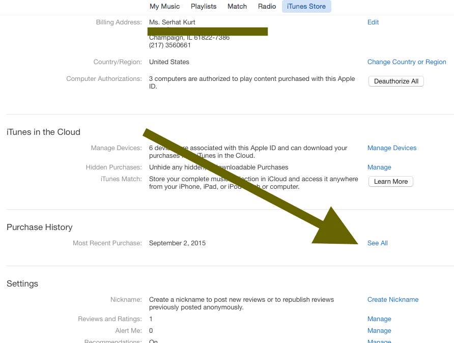 История на акаунта в iTunes вижте всичко