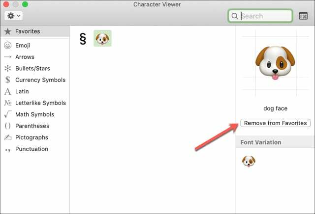 Видалити Emoji з вибраного Mail Mac