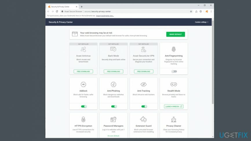 Avast Secure Browser-funksjoner