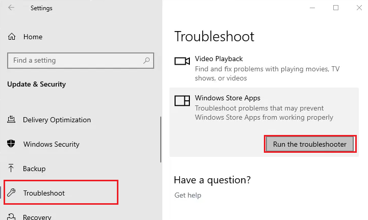 spusťte nástroj pro odstraňování problémů s aplikacemi pro Windows Store