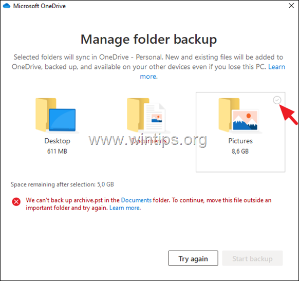 Berhenti Menyinkronkan Gambar Dokumen Desktop ke OneDrive