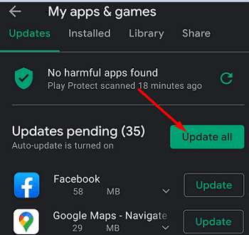zkontrolovat aktualizace-aplikací pro Android