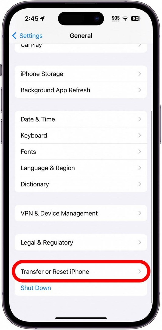iphone általános beállítások átvitellel vagy visszaállítással iphone piros karikával