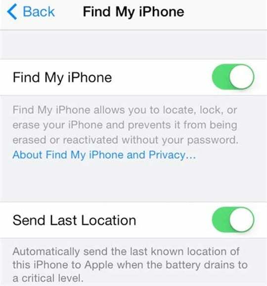 Encontre Meu iPhone Enviar Última Localização