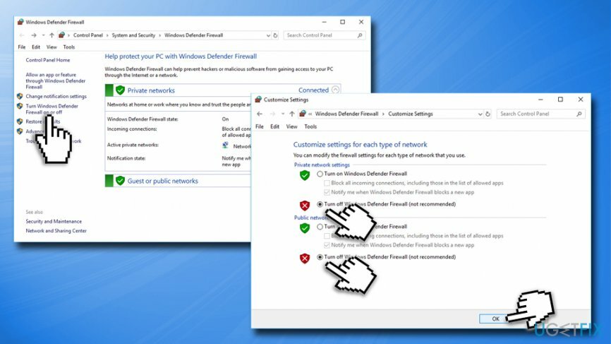 Disattiva antivirus e firewall