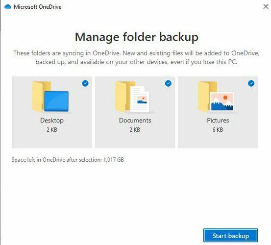 Scegli i file di cui eseguire il backup