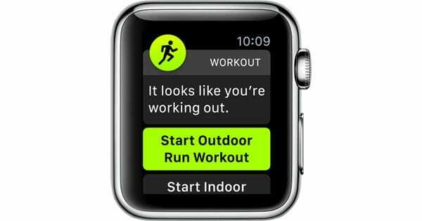 Detecção de treino automático no Apple Watch