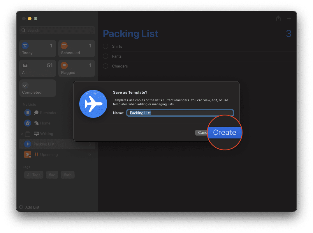 So erstellen Sie Vorlagen in Reminders auf dem Mac - 4