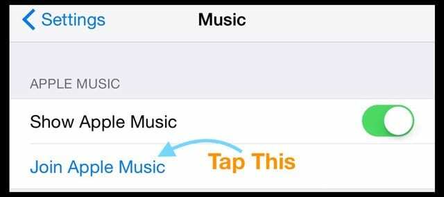 Apple Music-Einstellung beitreten
