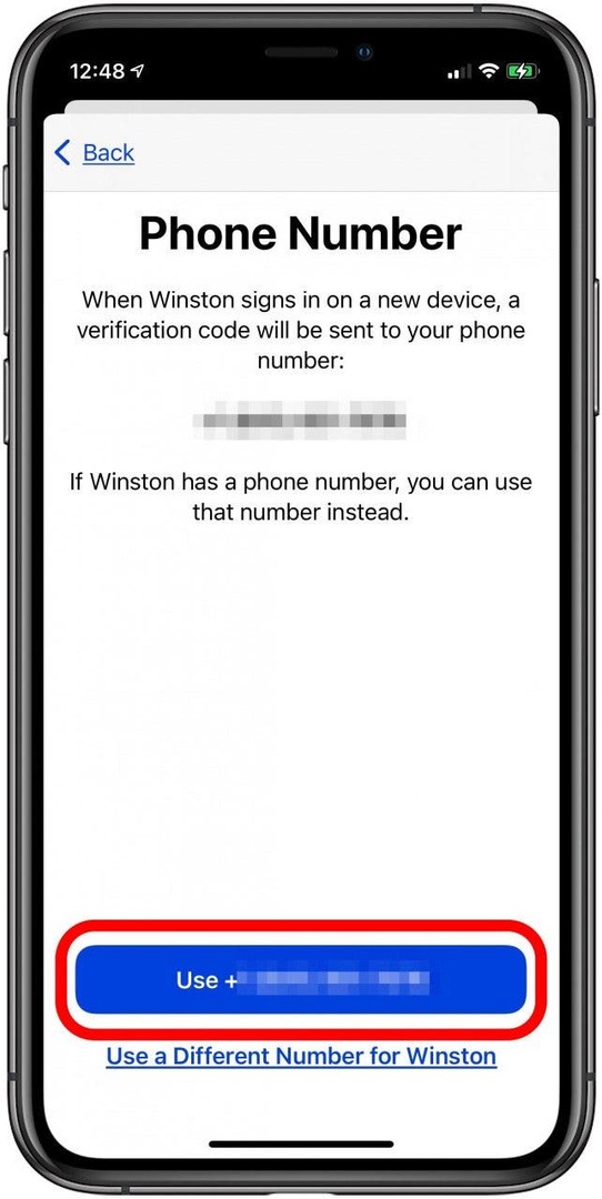 scegli il numero di telefono da associare all'ID Apple