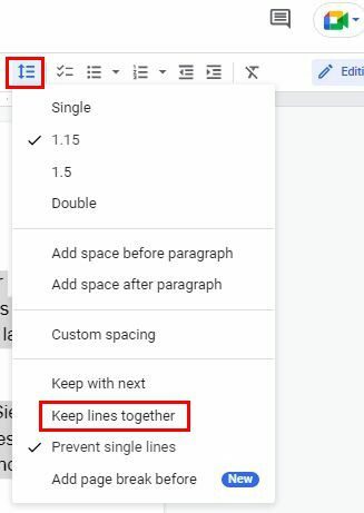 שמור על השורות ביחד Google Docs