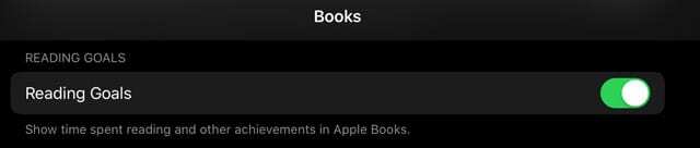 Bralni cilji za aplikacijo Apple Books iOS 13 in iPadOS