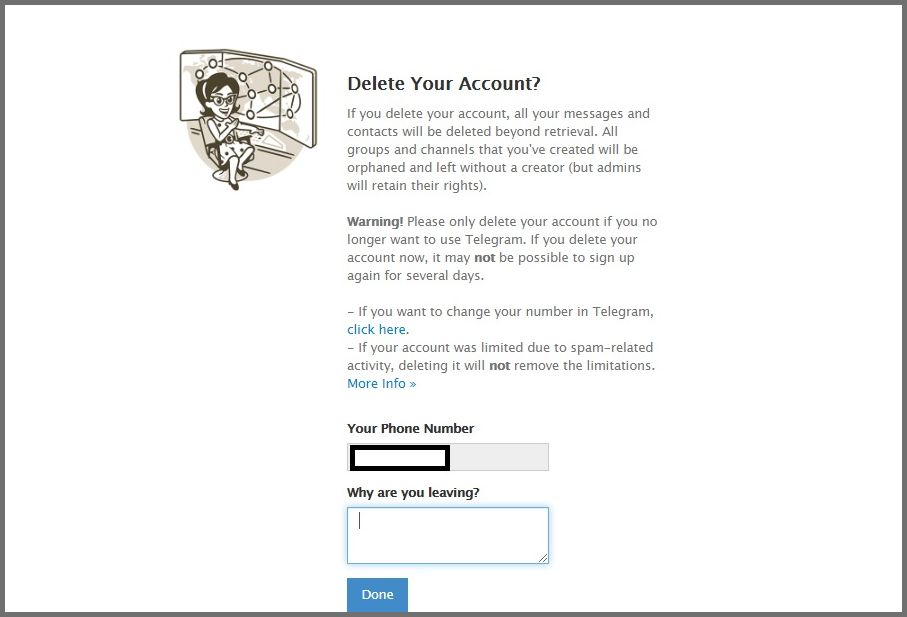Шаг авторизации удаления учетной записи Telegram - 3
