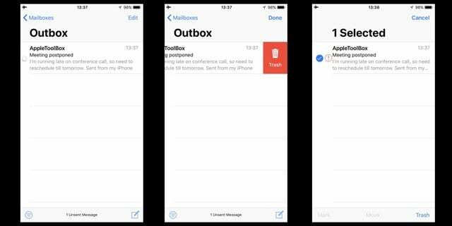 So entfernen Sie festsitzende oder nicht gesendete E-Mails aus Ihrem Postausgang auf dem iPhone