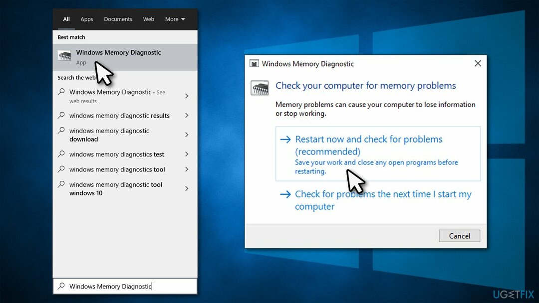 Esegui la diagnostica della memoria di Windows