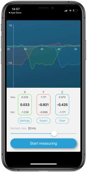 Aplicación de acelerómetro en iPhone