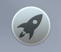 Bild av den silverfärgade raketskeppet Launchpad-ikonen