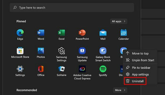 Disinstalla le app Windows 11