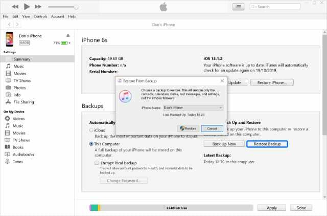 Відновіть заархівовані старі резервні копії iPhone в iTunes на Windows