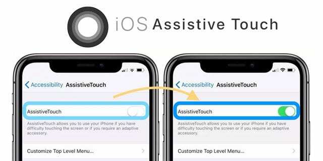 iPhone ו- iOS Assistive Touch ON