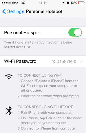 Slå på iPhone Personal Hotspot