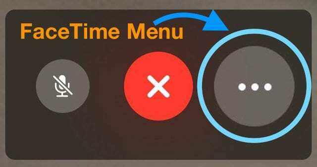 botão de opções do menu facetime três pontos