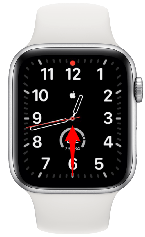 Apple Watch의 시계 페이스에서 위로 스와이프하여 제어 센터를 불러옵니다.