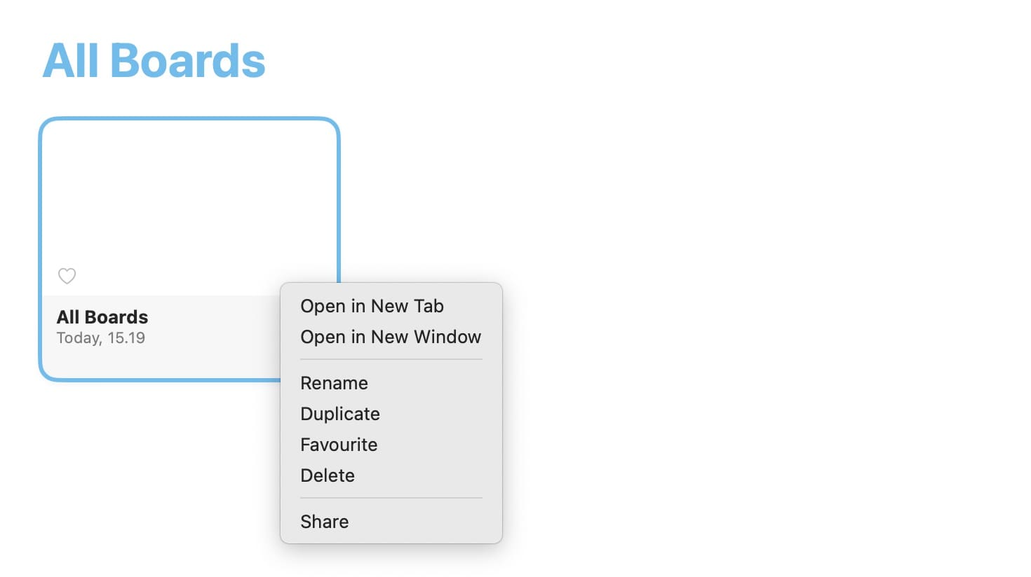 Snímka obrazovky s možnosťou zdieľania Mac Freeform