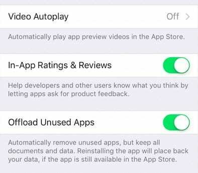 Настройки на iOS App Store в iOS 11.3