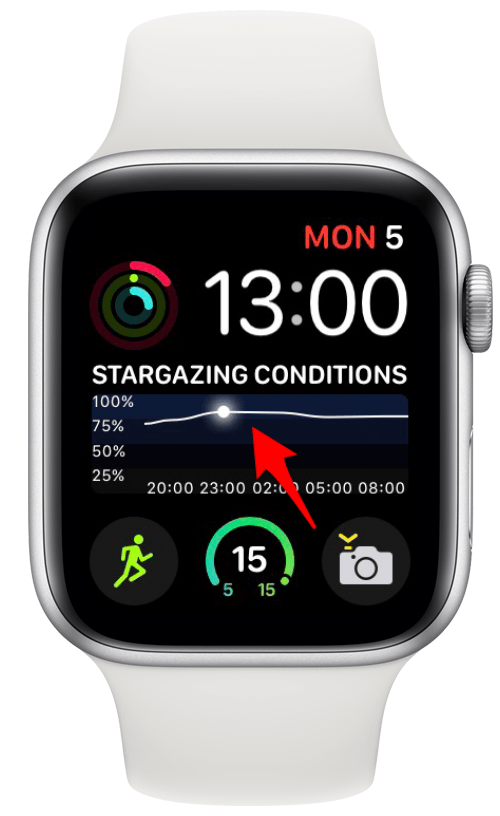 Nachtelijke hemel op een Apple Watch-gezicht