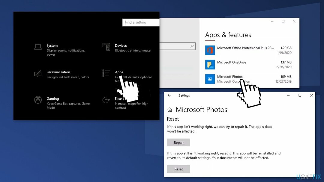 Reparar o restablecer fotos de Microsoft