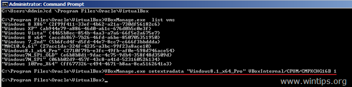 เปิดใช้งาน CMPXCHG16B - oracle VM virtualbox 