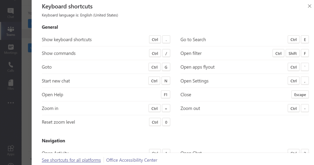scorciatoie da tastiera di Microsoft Teams