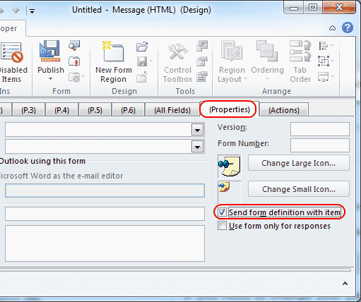 Outlook 2010 responde a todas las definiciones de formulario de envío con el elemento