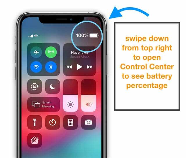 sveip ned på iPhone for å vise kontrollsenteret på iPhone med iOS 12 eller iPhone X-serien