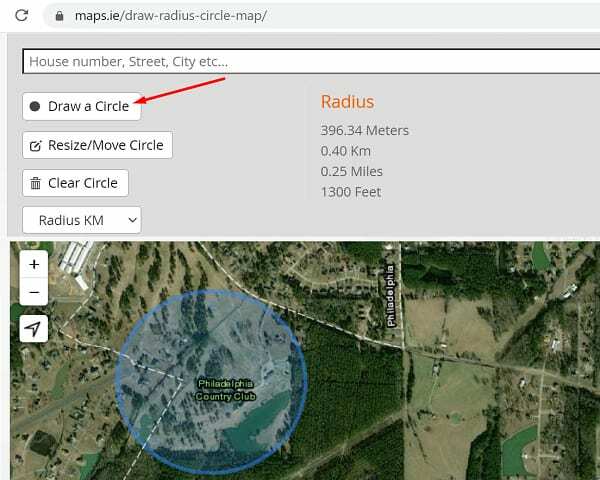 Maps.ie-radius-map