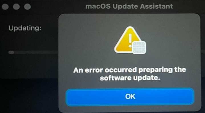 Macos-fel uppstod när programuppdateringen förbereddes